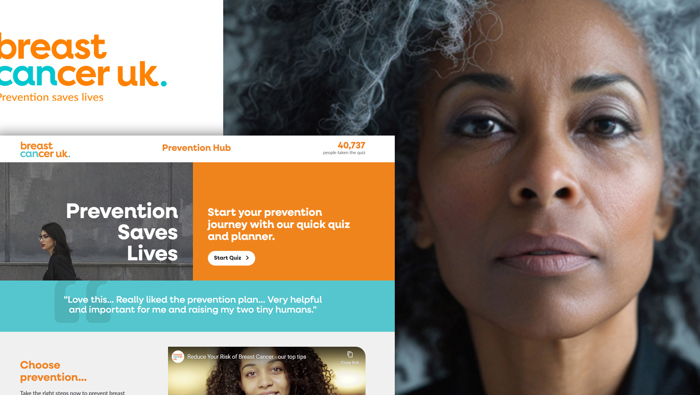 A woman laid comfortably on the sofa going through the BCUK quiz on her mobile phone.